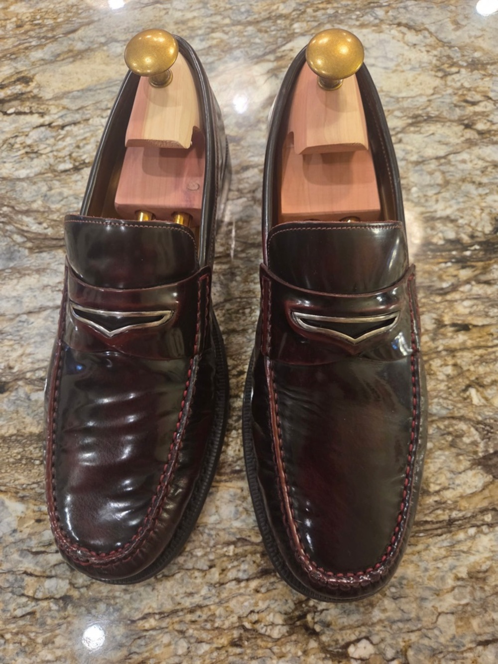 Donald Pliner Men's Burgundy Leather Penny Loafers